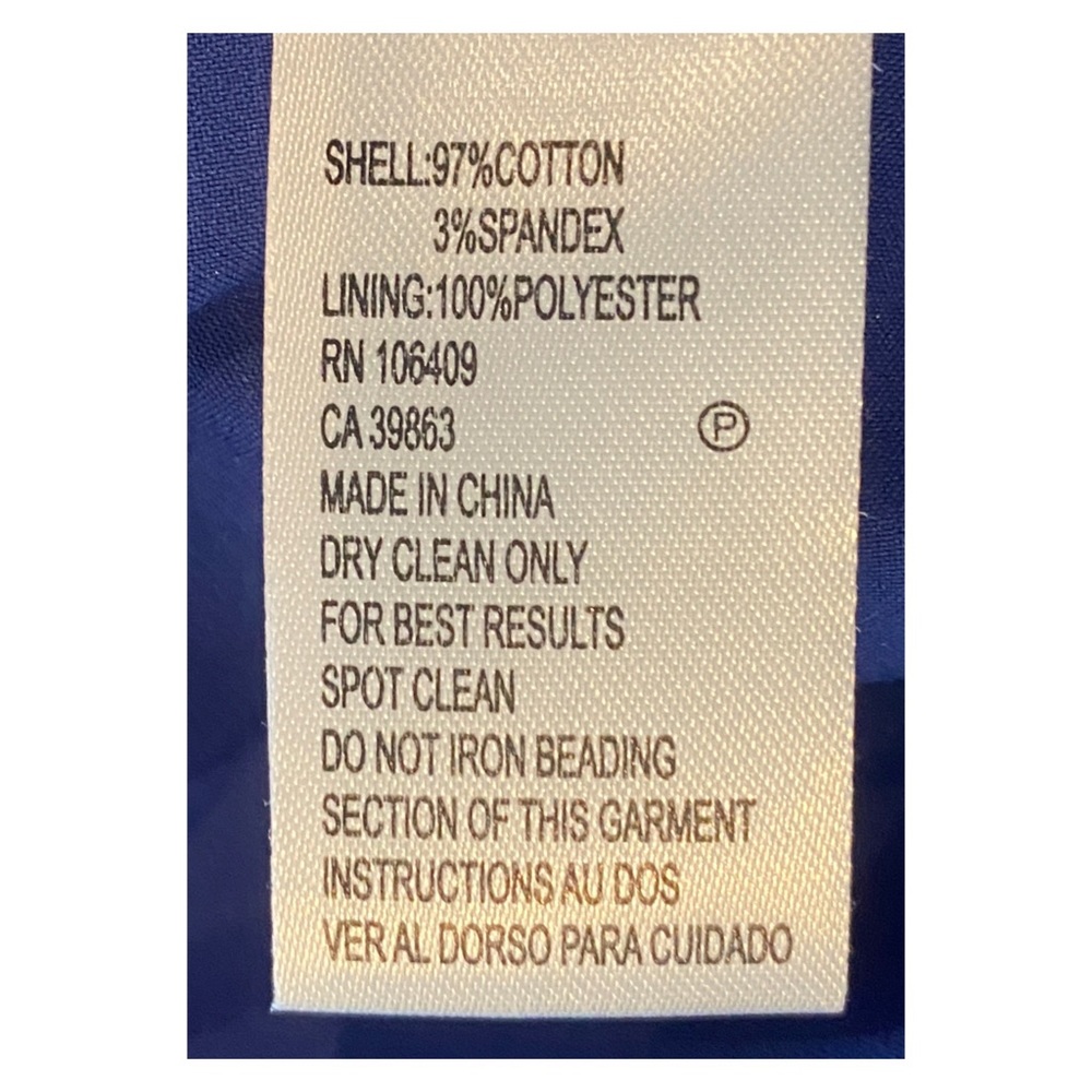 Tahari Sleeveless Boat Neck Sapphire Floral Sequined Cotton Flare Dress Size 8 - Picture 6 of 6